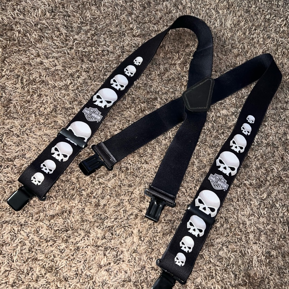 Authentic Harley Davidson skull suspenders